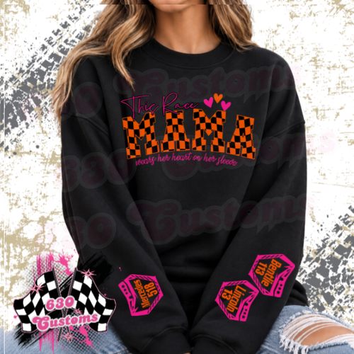 This Race Mama Wears her Heart on her Sleeve Sweatshirt